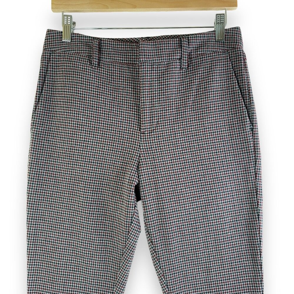 Sanctuary Womens Pants 29x26 Houndstooth Skinny Ponte Zipper Ankle Red Gray
